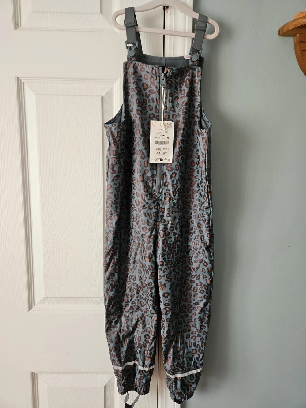 Zara Leopard-Print Waterproof Overalls - Gray & Brown